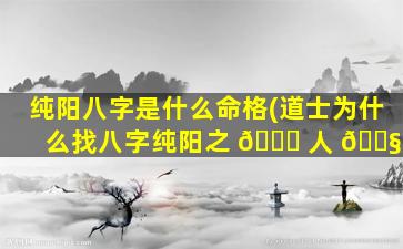 纯阳八字是什么命格(道士为什么找八字纯阳之 🐞 人 🐧 )